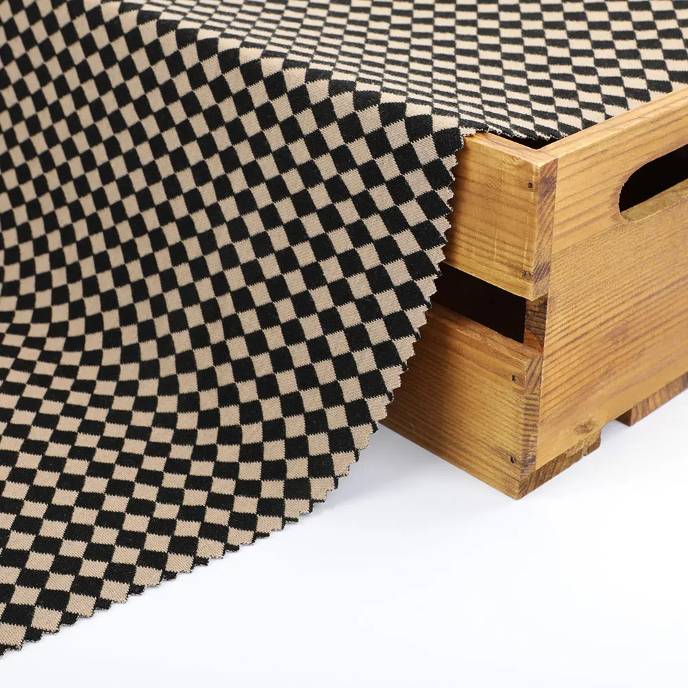 Top fashion dress clothing customized knit jacquard TR stretch polyester rayon spandex garment fabric