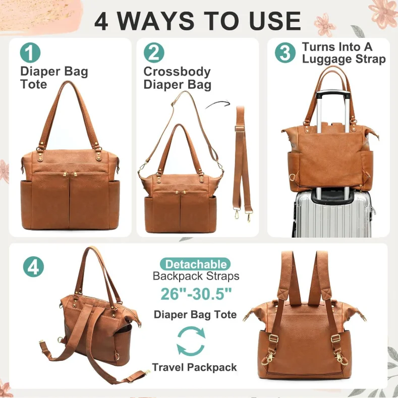 Wholesale of New Features Mother Care Baby Diaper Bag and Leather Diaper Bags for Women