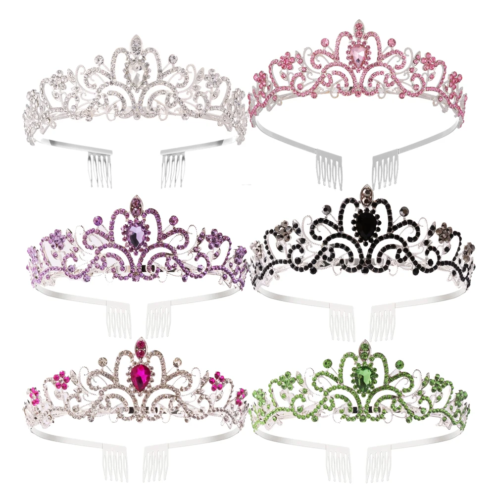Wholesale Wedding Jewelry Crystal Tiara Bride Wedding Hair Accessories Girls Bridal Crown With Comb