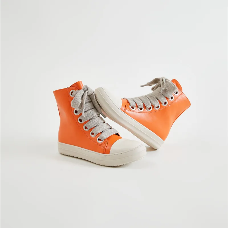 Hot selling High Top Board Sneakers Black Leather Casual Women Ankle Winter Shoes Women Zip Lace Up Motorcycle Boots