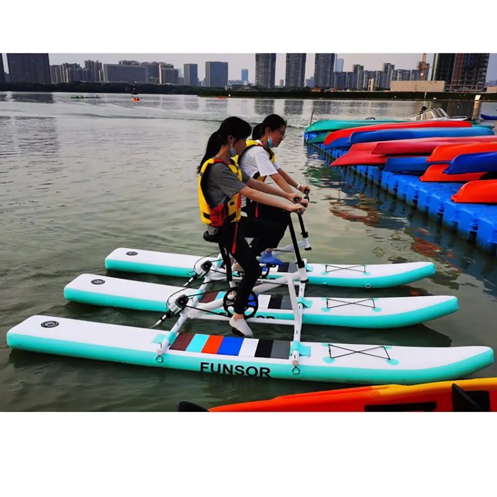 2-person surfboard Amusement Park Facilities Equipment Floating 2 Seated Sea Bike Water Bicycle for Sale SUP aluminum water bike