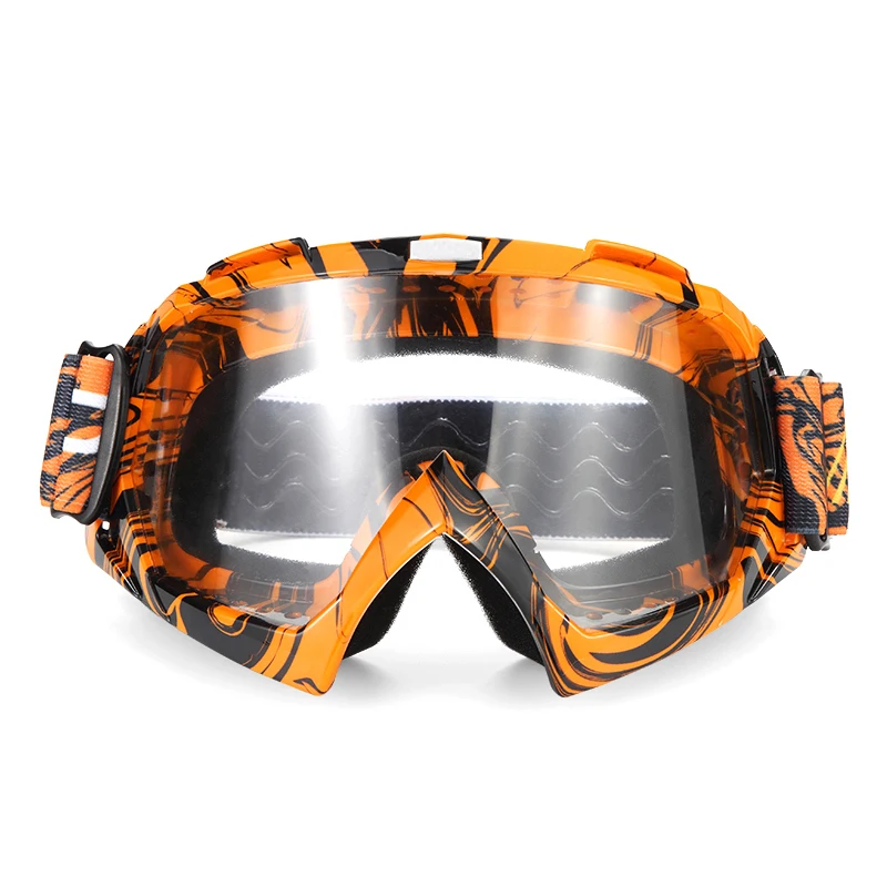 Removable Replaceable Lens Atv Utv Orange Motocross Goggles For Helmet