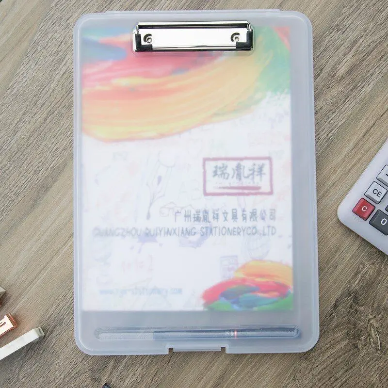 Plastic Tablet white transparent durable clipboard secured with clip