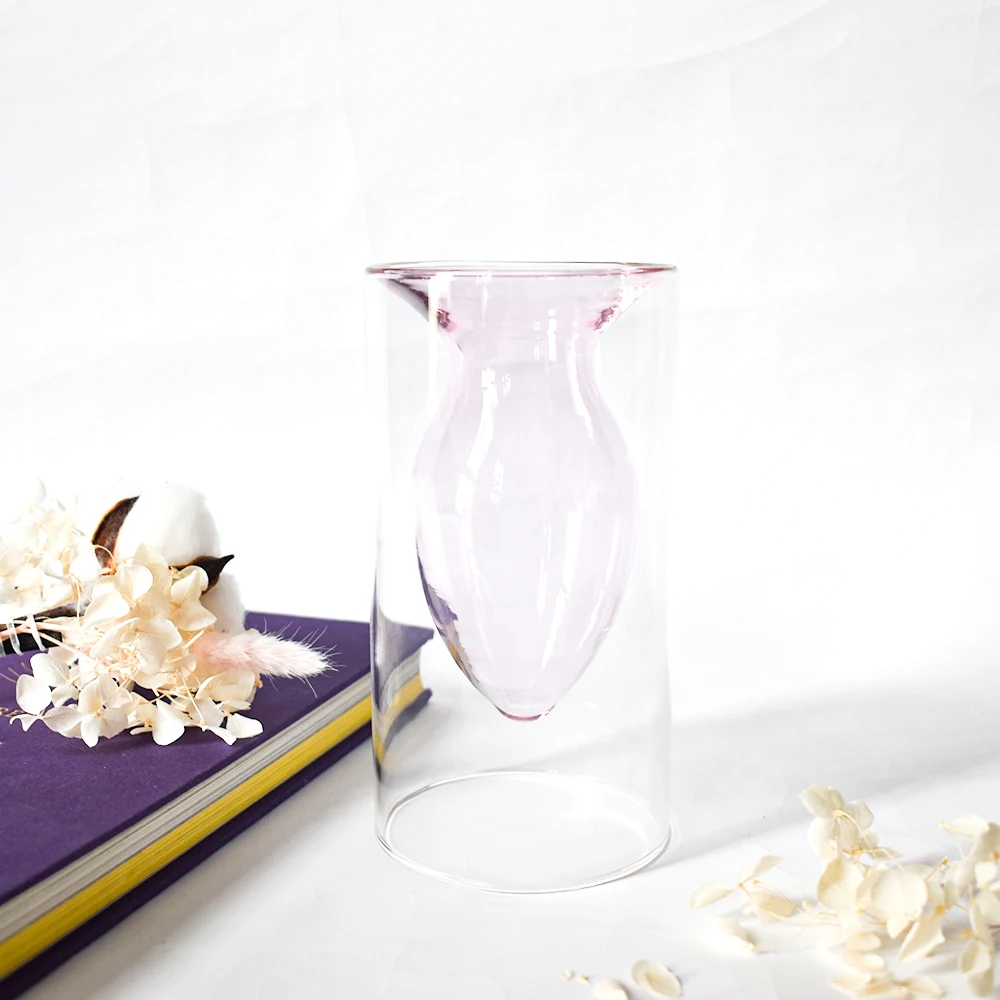 LZ Wholesale Borosilicate 100 ml 100ml Double Wall Empty Clear Pink Green Blue Home Decorative Glass Reed Diffuser Bottle