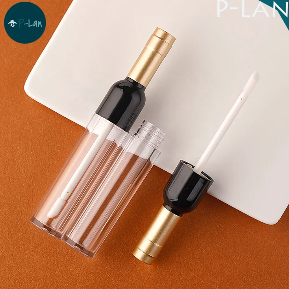 Stock Wholesale Factory Price Multi Color Wine Shape 6ML Clear Empty Wine Lip Gloss Bottle Cosmetic Packaging Lip Gloss Tube