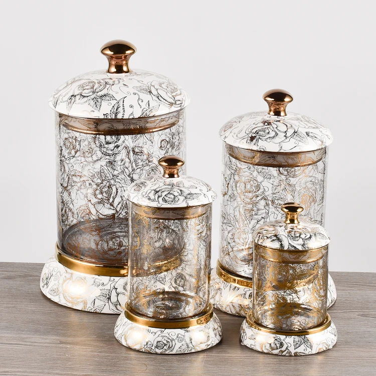 Yongsheng wholesale Modern style kitchen storage jar set glass canister with metal lid