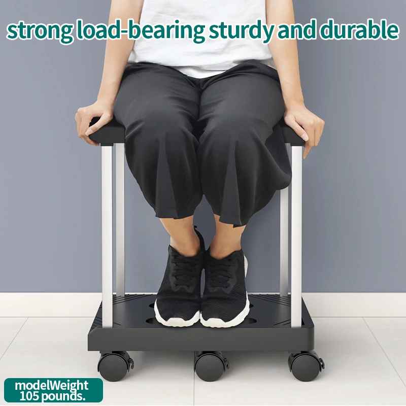 Lockable Casters Aluminum Laptop Stand with CPU Holder Office and Home Cooling for Printer Use on Desk