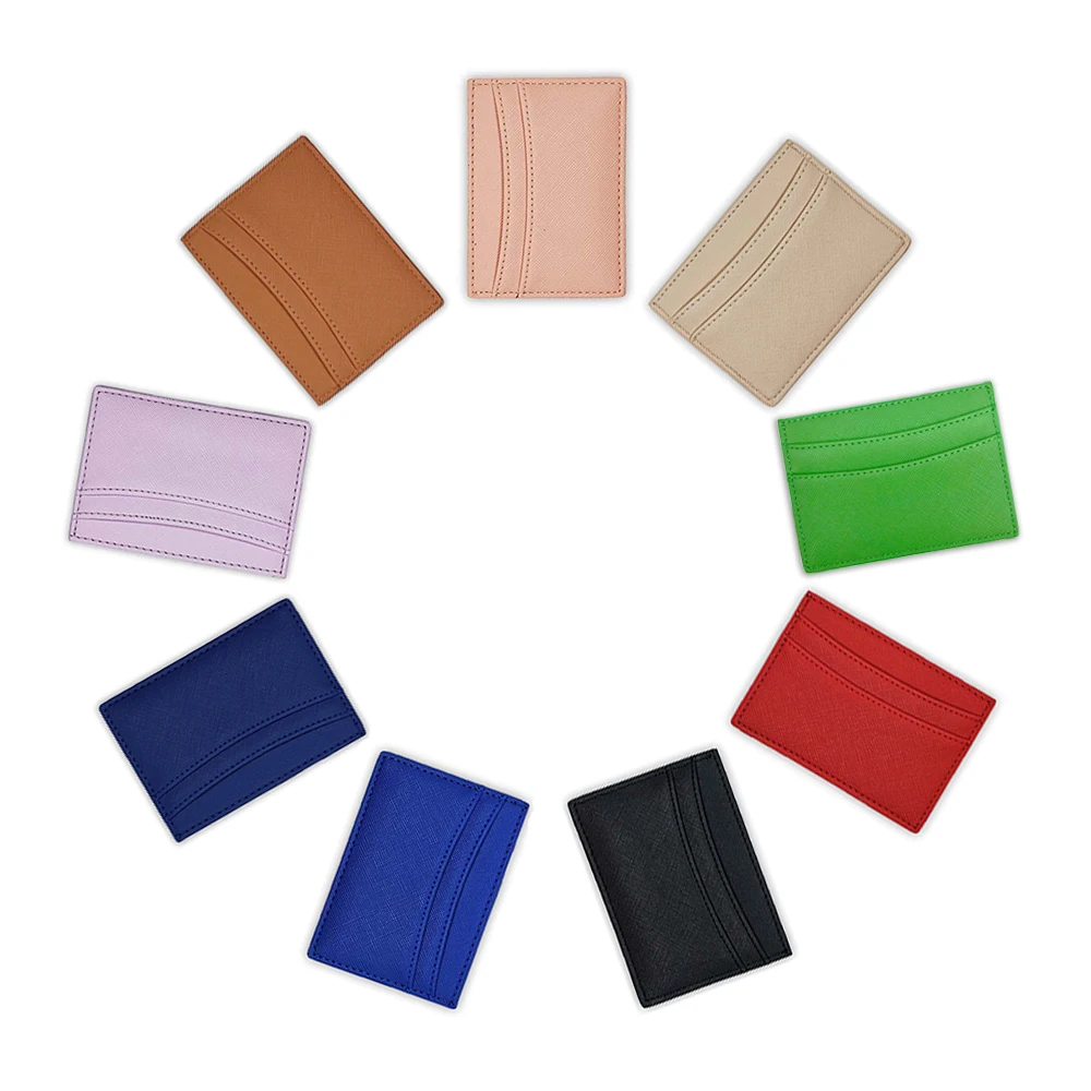 Colorful Saffiano Leather PU leather cardholder custom debossed or stamp logo Cross name card holder