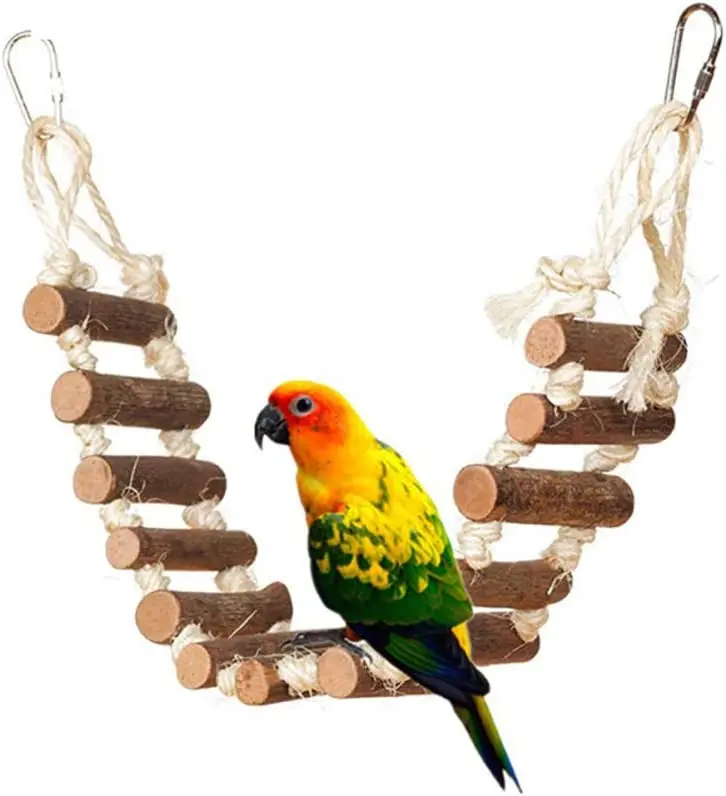 Bird Perches Parrot Stand Natural Wood swing Perch Parakeet Toys Bird Cage Accessories for Conure Supplies Budgie Platform