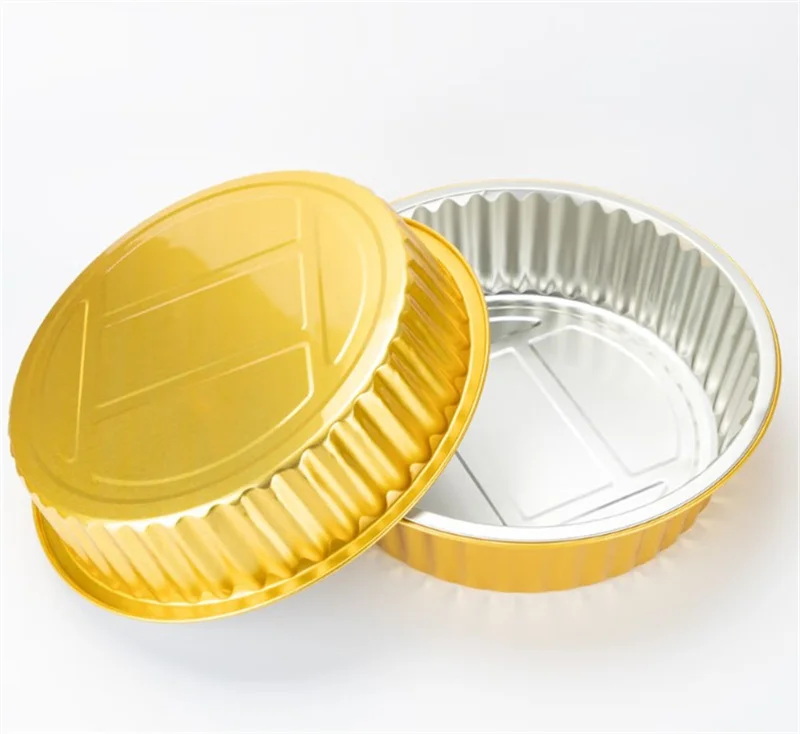 Small Disposable Round Aluminium Foil Container Boat With Plastic/aluminium Foil Lid