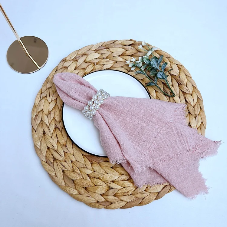 Pink Muslin Tea Towel Cheesecloth Napkins Raw Edge Cotton Gauze Napkin for Wedding
