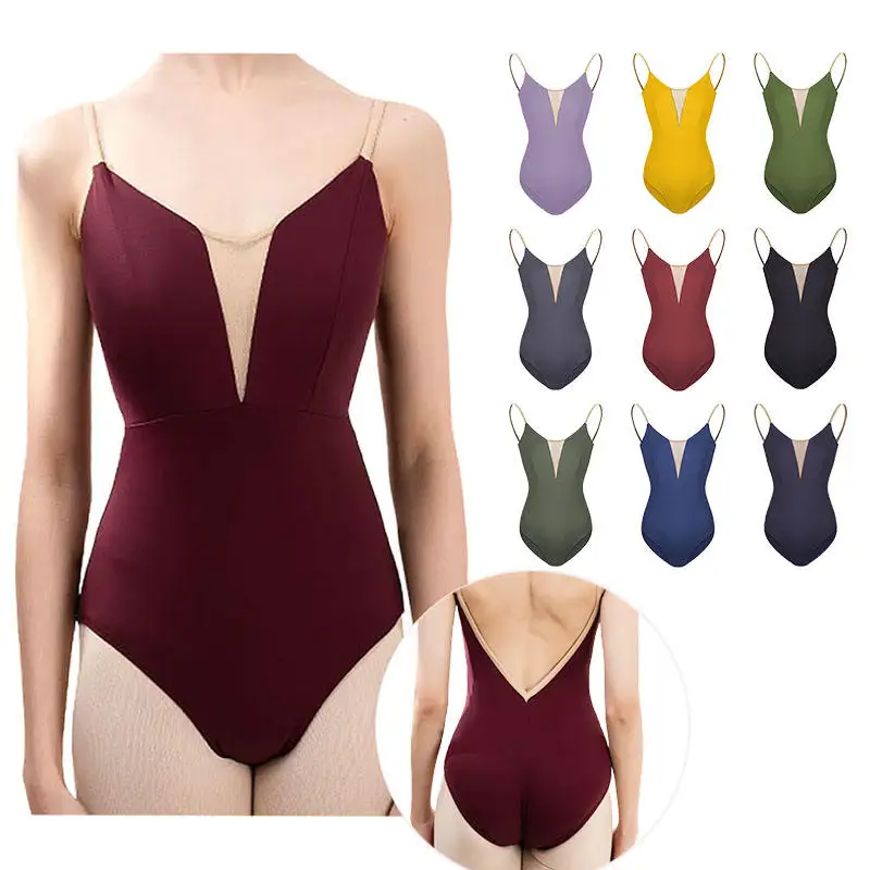 Sleeveless Straps Ballet Leotards for Women D0159 Gymnastic Dance Wear Spandex Material for Training Adults Dance Clothing