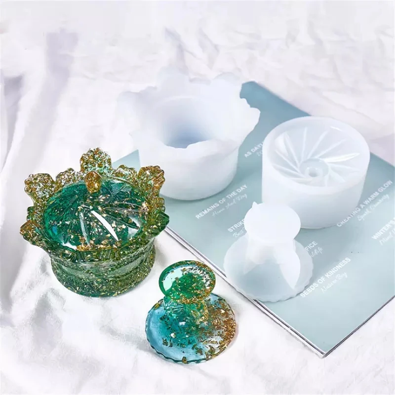 S1041 Crystal  Crown Cup trinket storage box Resin silicone mold