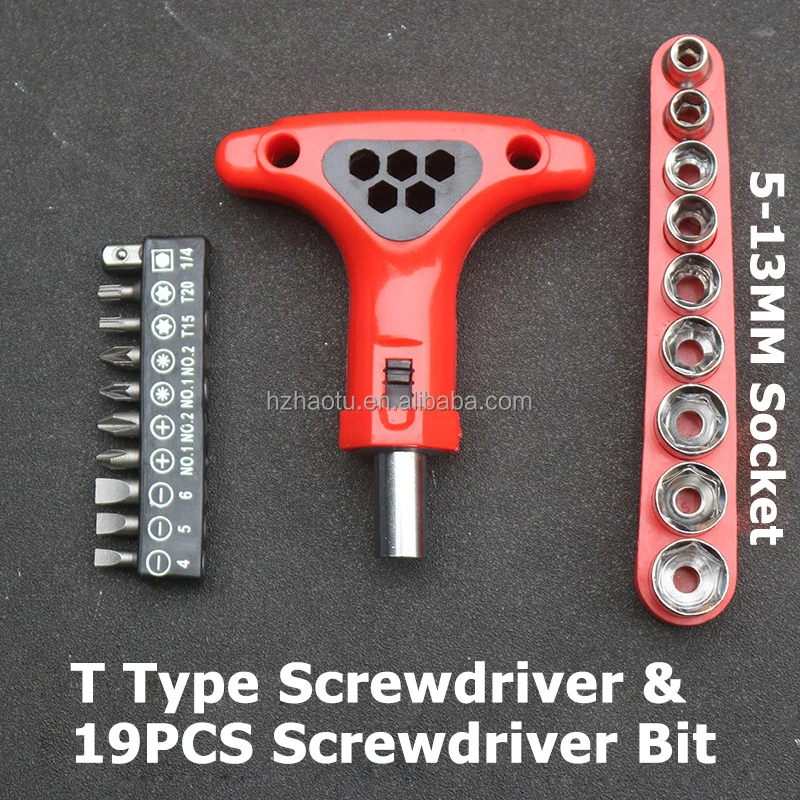 Portable T Type Ratchet Screwdriver Can Rotate Forward Reverse T Handle Ratchet Screwdriver