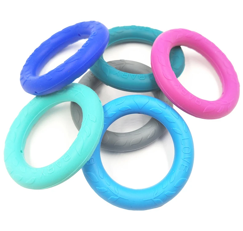 Baby Teether Silicone Toy Baby Shower Gift Rings Silicone Baby Teether for Mouth Explore
