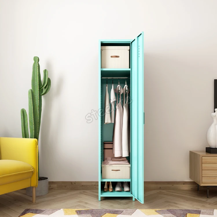 Steel single door girls wall closet cabinet wardrobe