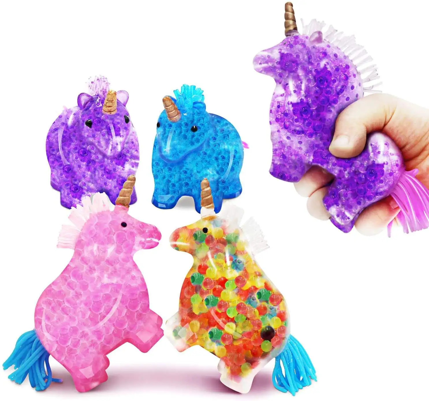 Kids Sensory Fidget Squeeze Unicorn Water Beads Stress Relief Unicorn Squishy Stress Balls Toy for Kids and Adults