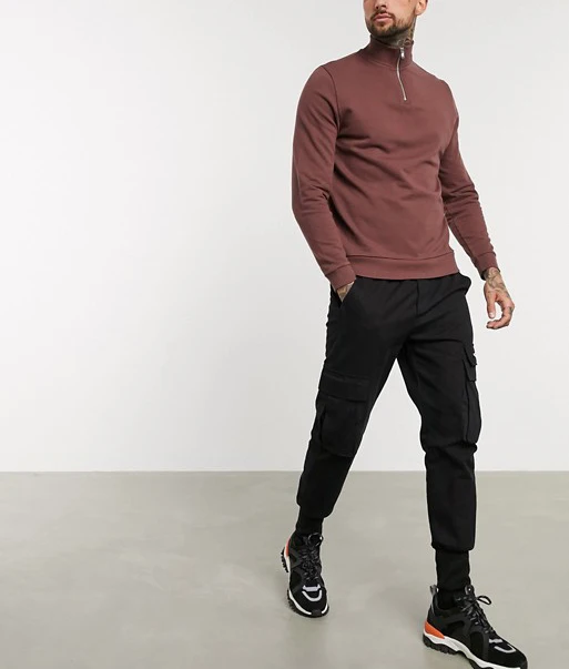 wholesale 100% cotton men  unisex  printing color block plain blank custom turtle neck sweatshirts