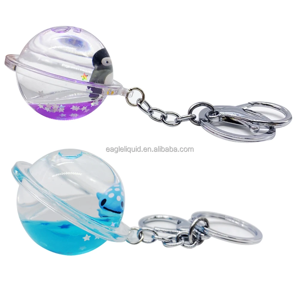 wholesaler crystal custom floating souvenir keyring globe shape acrylic liquid 3D float keychains