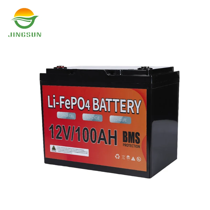 Jingsun Factory Sale Batterie Solaire Lithium 100ah 12v Lithium Battery Cells Metal Electric Vehicles 12 Volt Sealed Storage LFP
