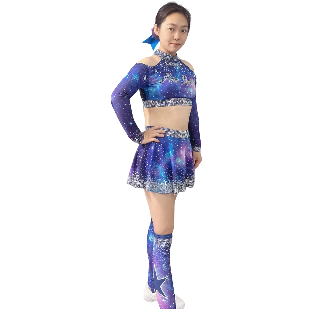 Ace Sports Wholesale Cheerleading Uniforms with Shiny Rhinestones  Customizable Oem Cheerleader Costume Sets for Girls Low MOQ