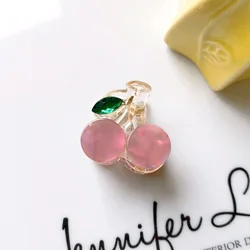 GIRLIZE Girls Cute 2.5cm Mini Cherry Hair Clip Acetate Acrylic Small Fruit Rhinestones Hair Claw Clip For Women Thin Hair