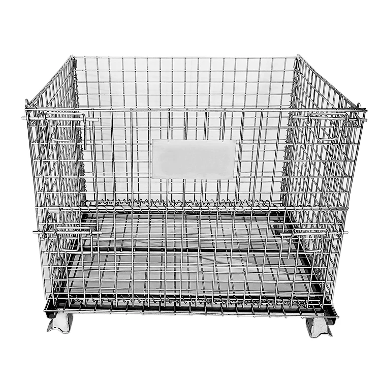 Складная сетчатая клетка из нержавеющей стали, промышленная Складная Клетка для хранения с колесиками