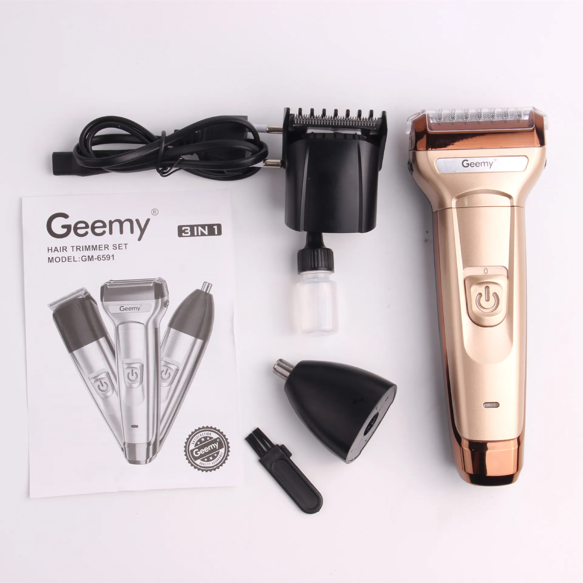 
The new Geemy6591 electric hair clipper, reciprocating electric shaver, hair clipper, nose hair clipper, cross-border three in o 