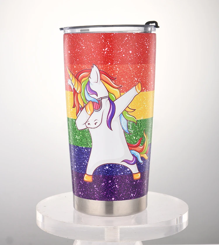 customized glitter stainless steel tumbler cups wholesale double wall white green 20oz glow in the dark tumblers
