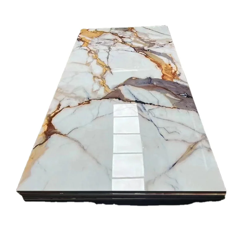 Interior Decoration SPC Wall Panels High Glossy Board UV Marble Sheet