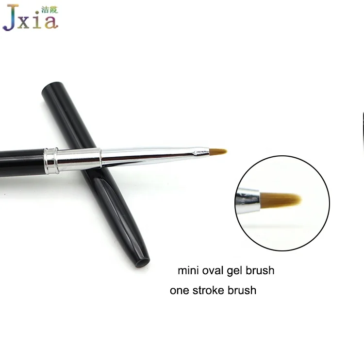 Jiexia Black Handle  Synthetic Hair Manicure Supplies One Stoke Petal Painting Small Oval Gel Nail Art Brushes