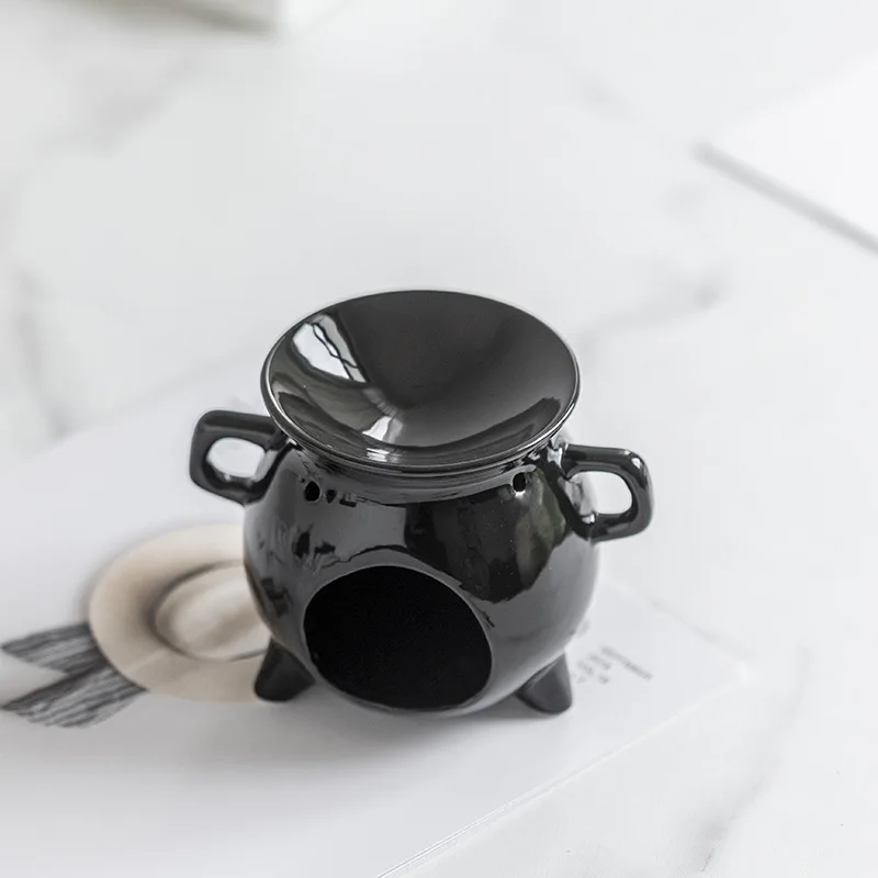 Creative Halloween Witch cauldron shaped Ceramic wax warmer  Aromatherapy Aroma Essential Oil Furnace  cauldron wax melt burner