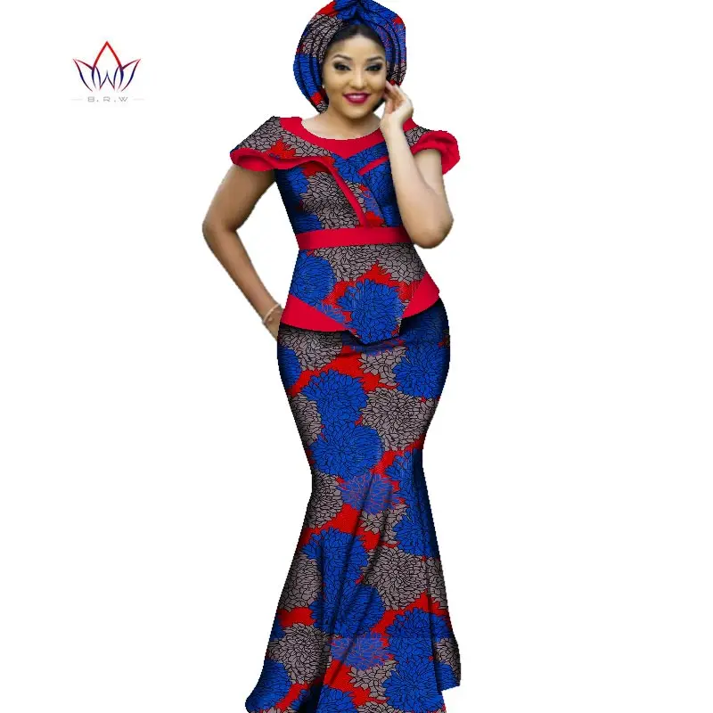 Hot Sale African Bazin Dresses Designs Dashiki Plus Size Women Africa Long Dress Party Dresses Women Set Clothing