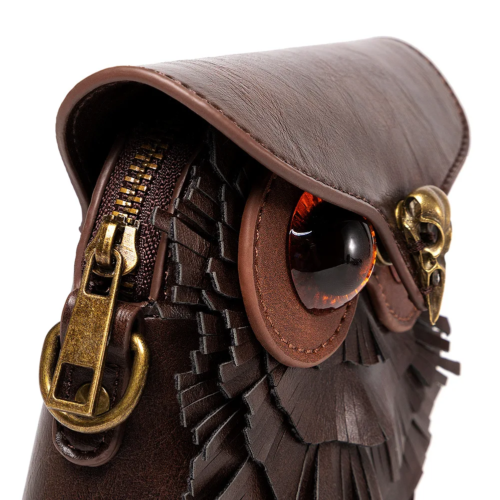 Midcentury steampunk Halloween Owl Backpack Cool Style PU Leather Cartoon Owl Backpack Female Personality Daypack