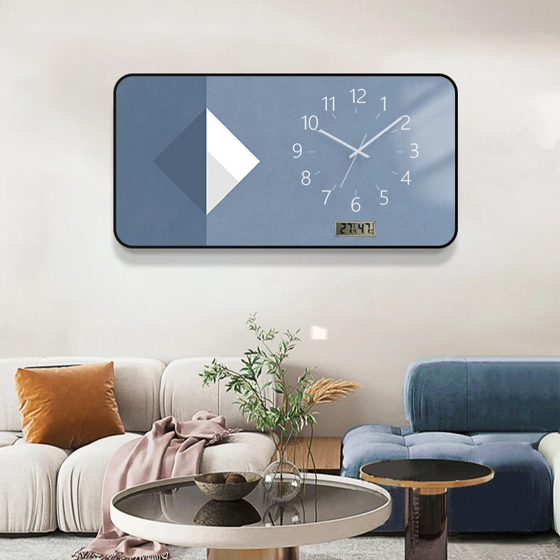 Nordic Large Modern Square Abstract Wall Clock Living Room Home Decoration Simple Fashion Art Porcelain Painting Mural Clock