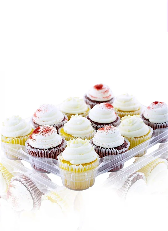 Hot sale PET 24 12 6 hole Cupcake Box Transparent Cake box Plastic Baking Packaging for cupcake
