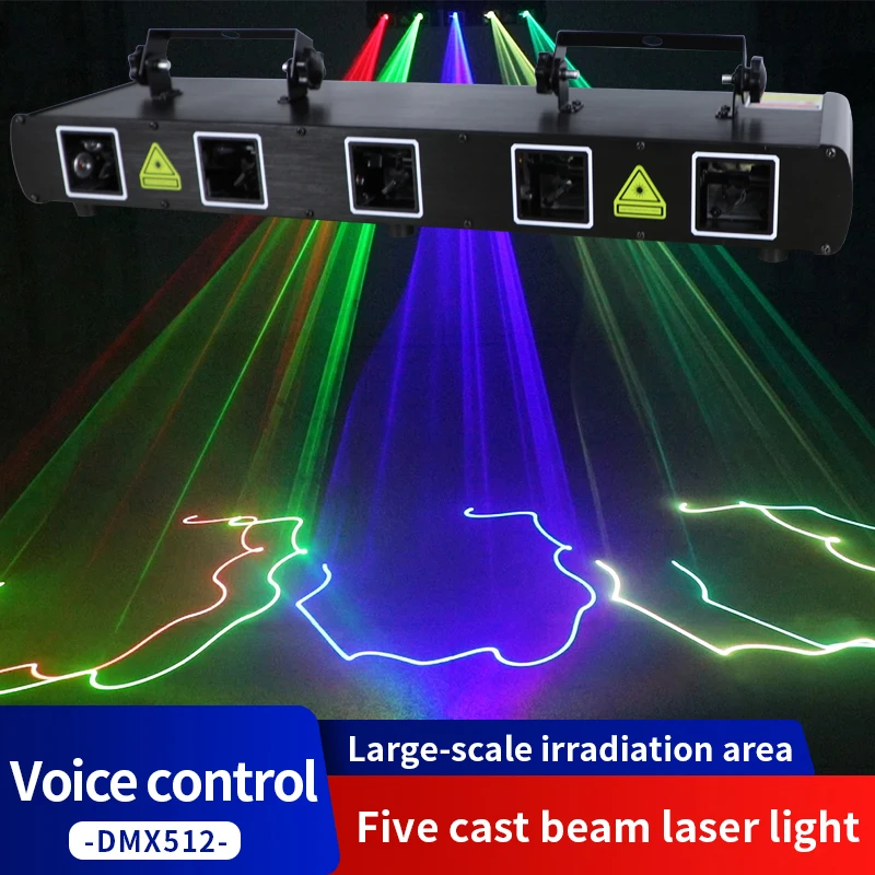 Popular 5 Lens Led Stage Light Dmx Rgb Animation Dj Disco Laser Lights Professional Audio Beam Party Lighting Effects for Club