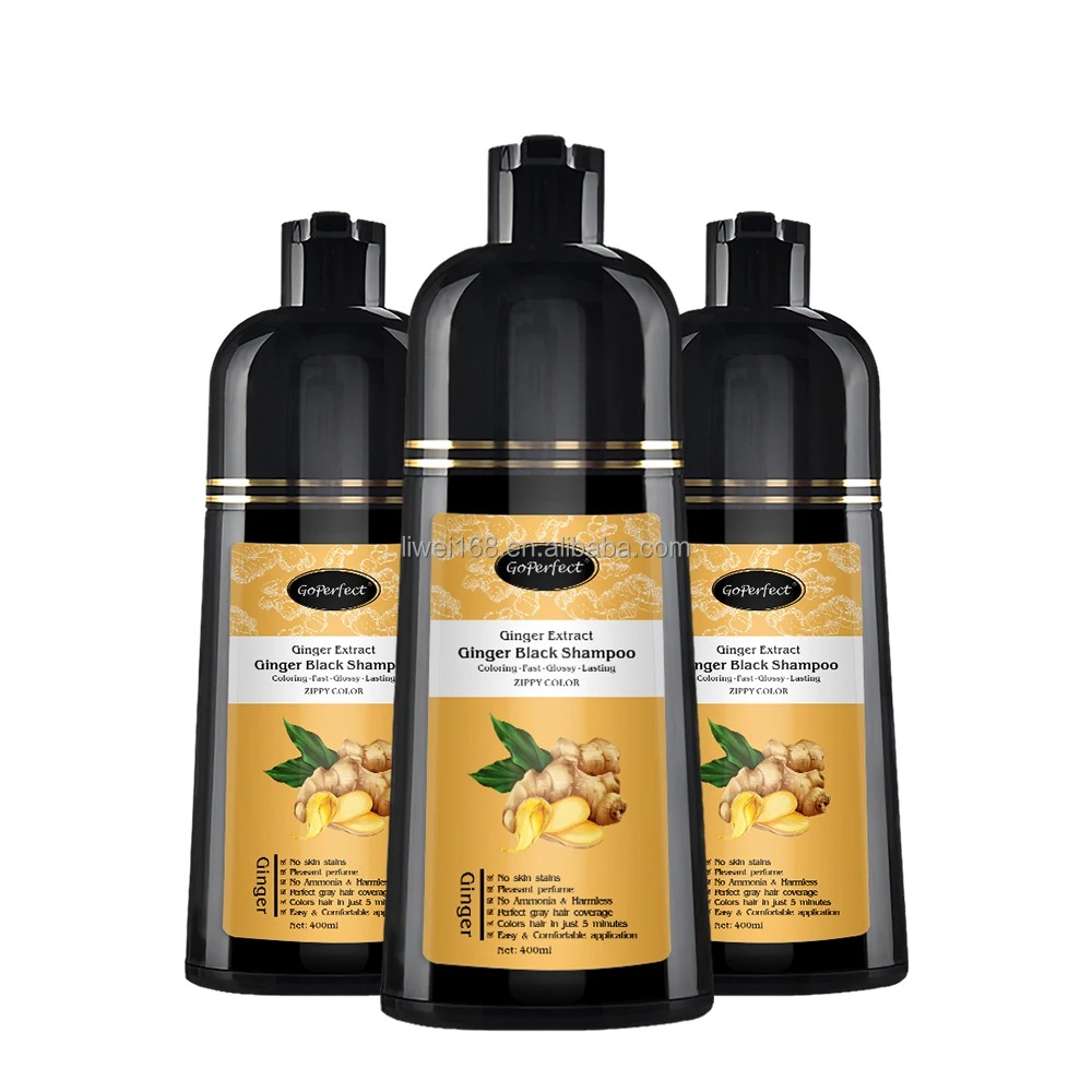 2024 Private Label Semi-Permanent Herbal Ginger Hair Dye Shampoo Scalp-Stain Free Black Hair Color