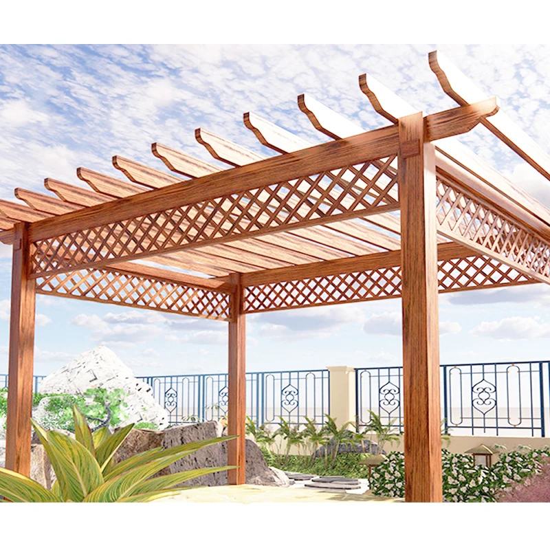 Garden teak wpc wood pavilion gazebo waterproof pergola blind arches wpc arbour pergola set kits