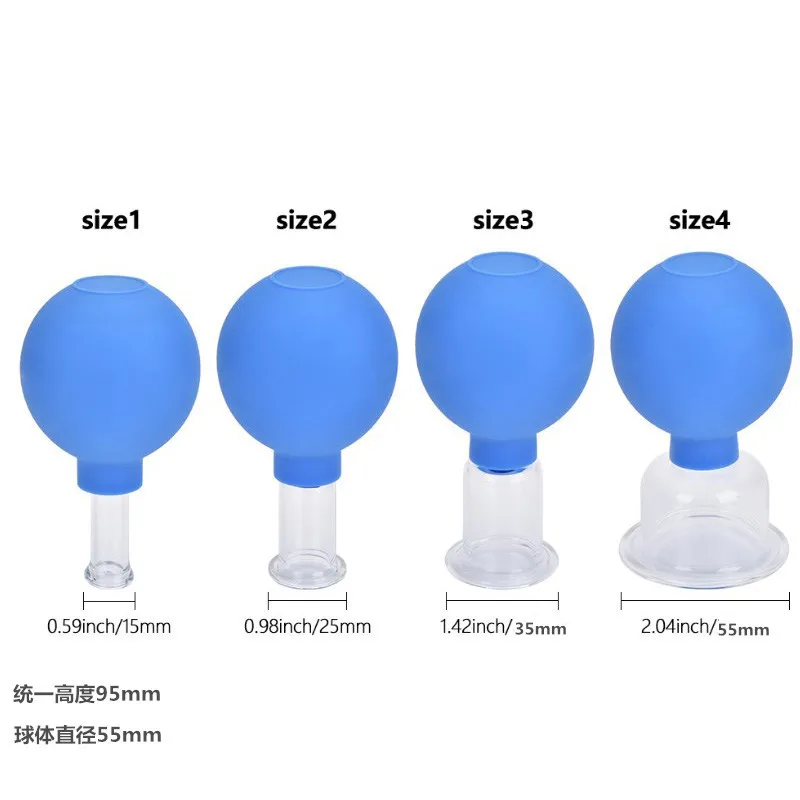 Facial Therapy Massager Machine Set Supplies Silicone Cupping Cups & Cup Sucking Ball for Face Treatment