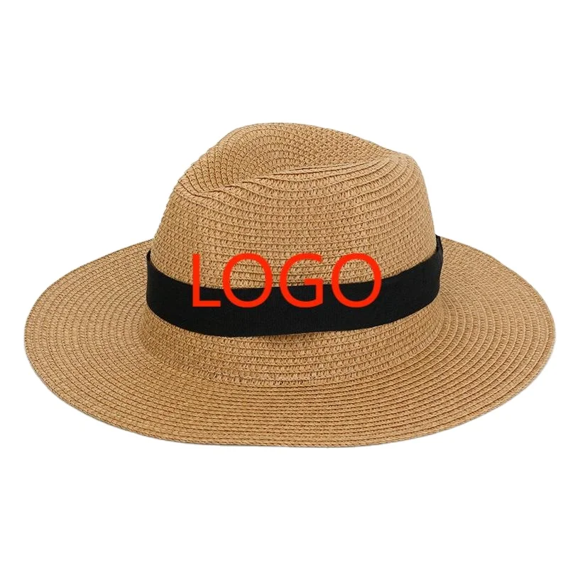Wholesale foldable large brim straw hats sun outdoor breathable sunscreen hat  Panama Hat for men Women