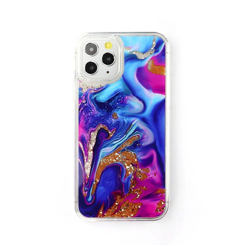 Marble Glitter Liquid Motion Wholesale Luxury Phone Cover Mobile Phone Case For Iphone 11 12 13 Pro Max