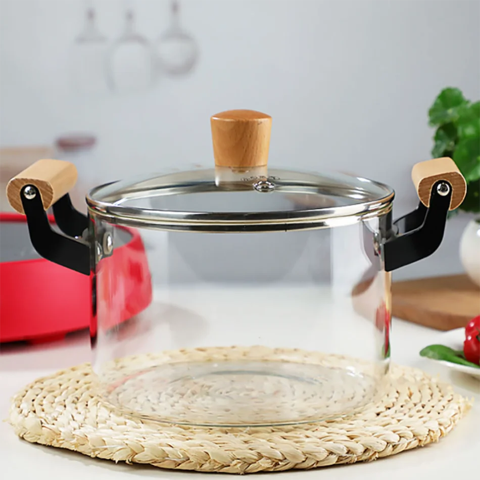 hot selling designer multi function borosilicate clear home kitchen portable high temperature porridge hot pot glass cooking pot