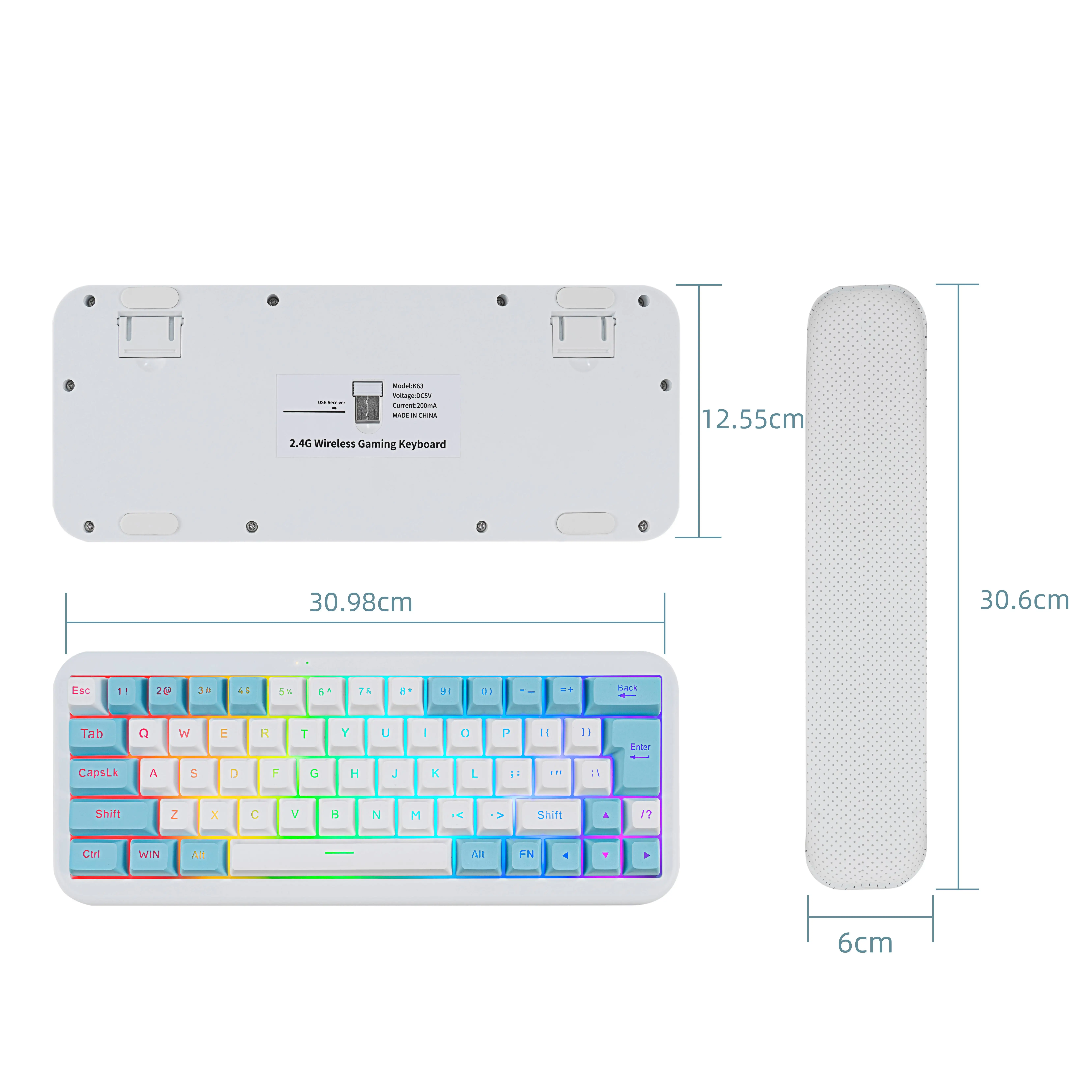 GK500 Membrane keyboard BT wireless with lighting 63-key RGB-mode computer games fast handover design Key