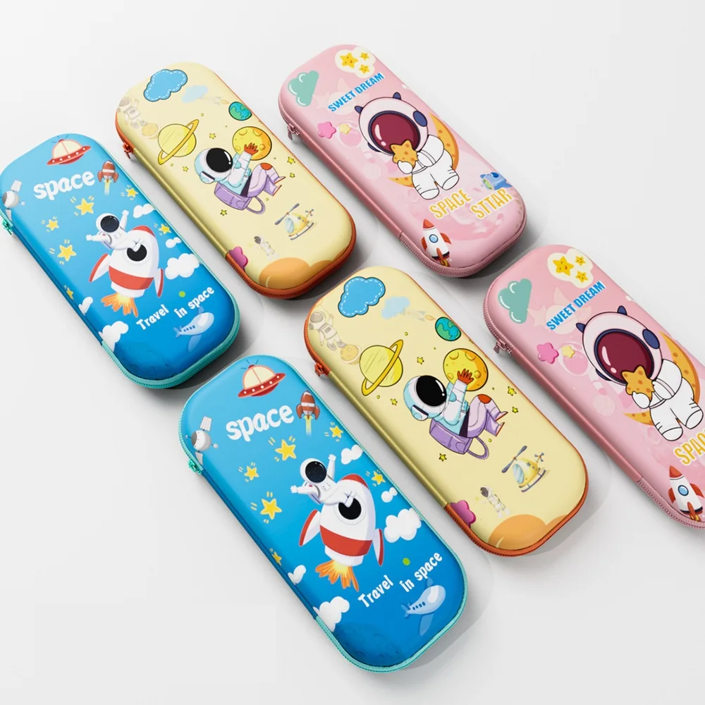 Factory offered cartoon eva 3d pencil case printed logo pen box for child