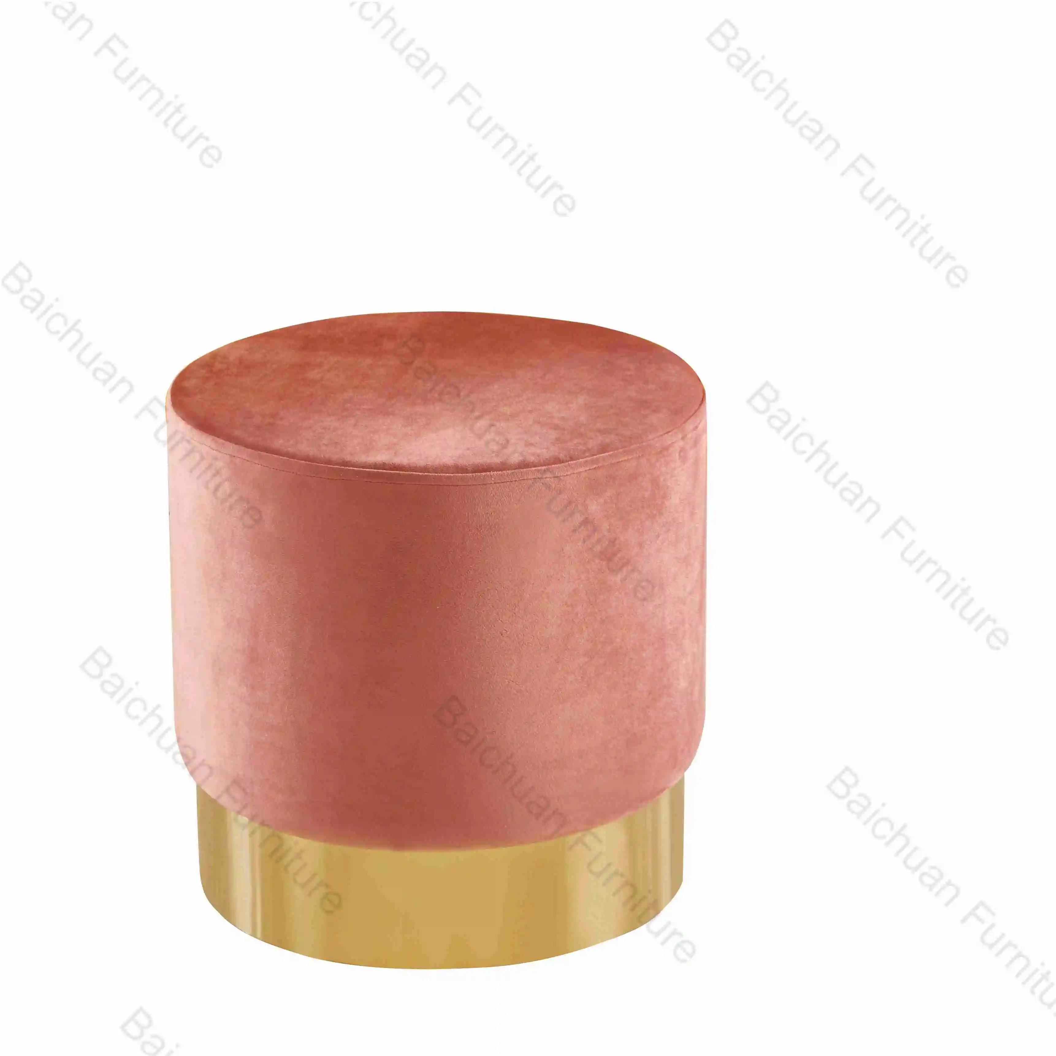 2024 new design Fabric Cover Ottoman Modern Home Furniture high quality stainless steel stool for living bed room