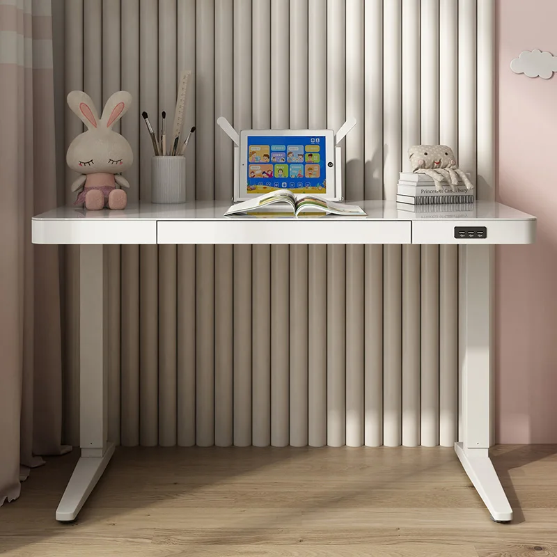 Work From Home Smart Office Desk with Wireless and USB Charger Touch Screen Tabletop Sit Stand Electric Desk