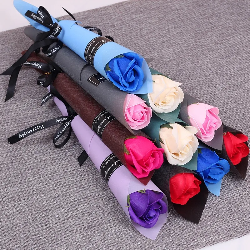 Wholesale Creative Christmas Gift Handmade Artificial Single Rose Carnation Soap Flower For Valentine Day Company Activities