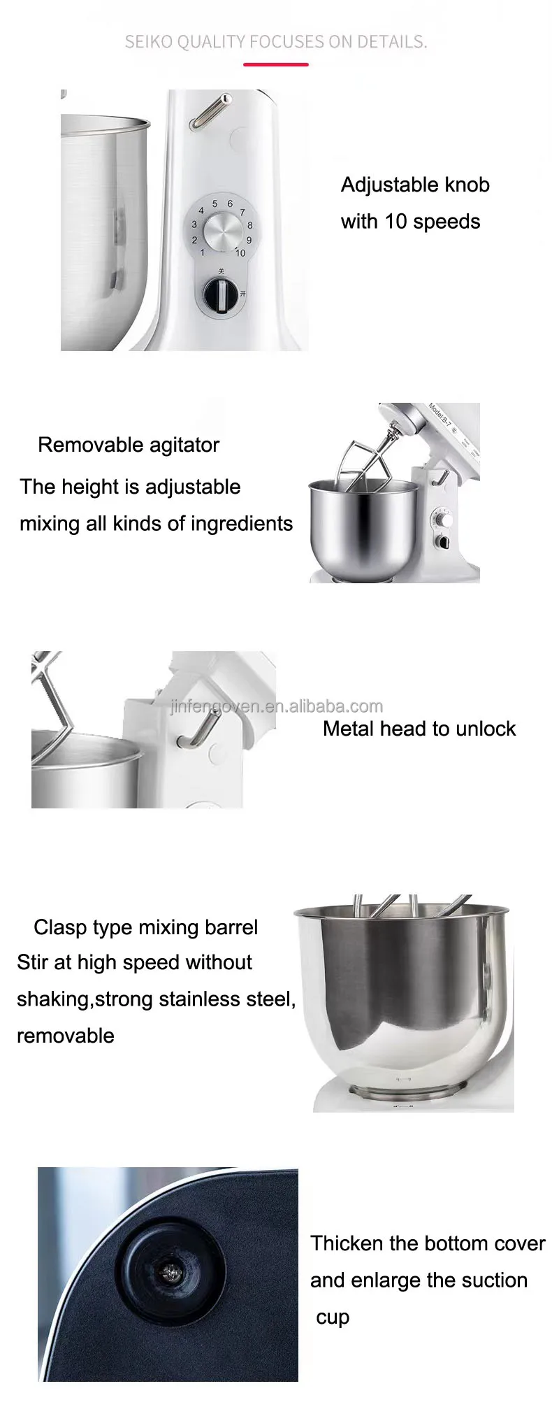 Professional industrial Pizza Cake Dough Mixer Baking mixer Aid Kitchen 5L 7L automatic cake mixer