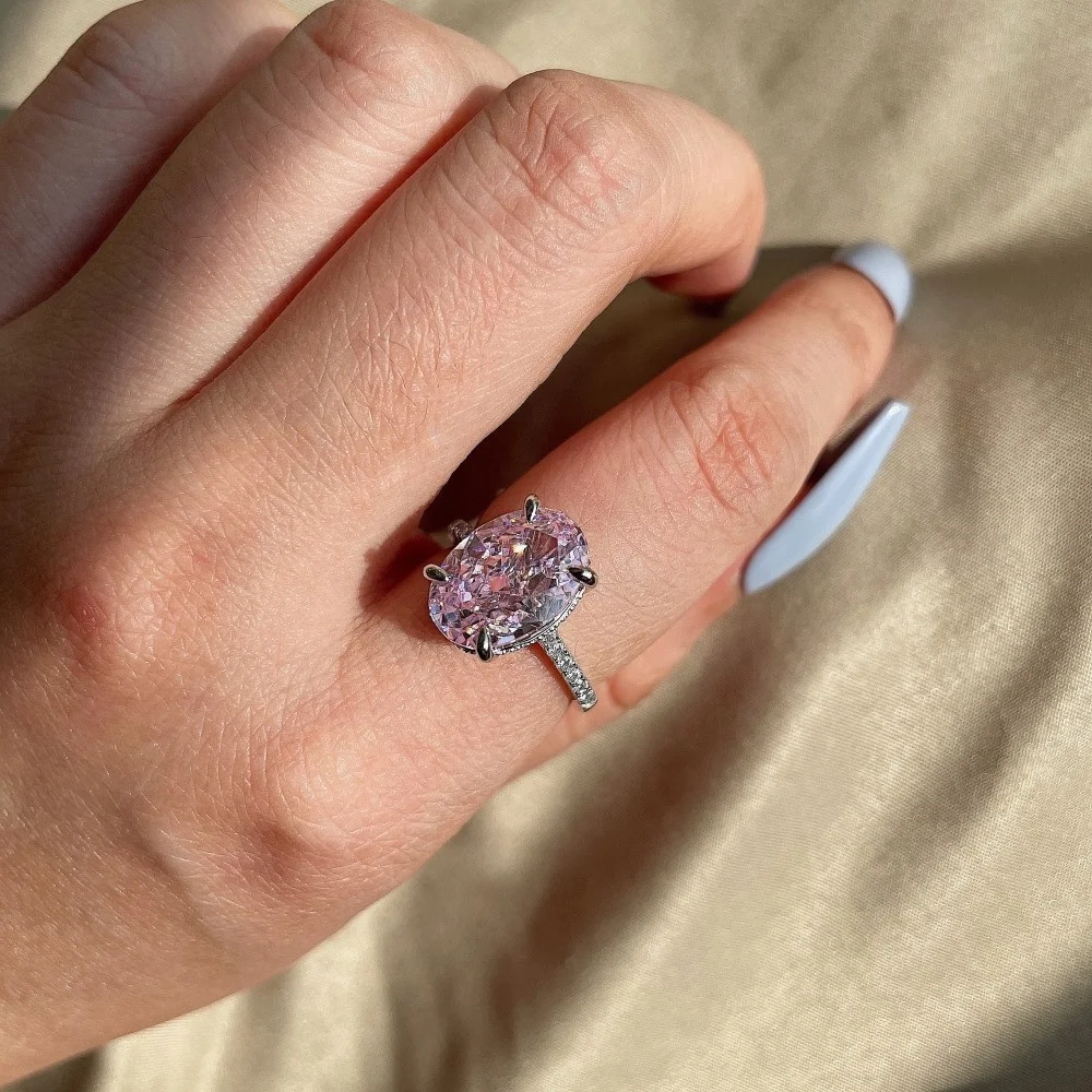 925 sterling silver oval zircon ringHigh-end atmospheric design ladies ringEngagement ring, wedding diamond ring